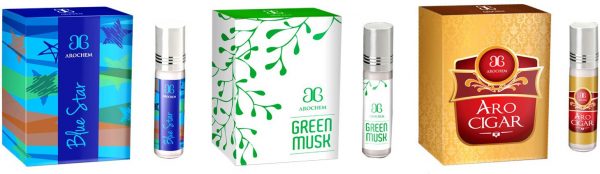 Arochem Blue star Green musk Aro cigar Combo Floral Attar(Rose)