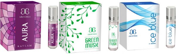 Arochem Green musk Ice blue Aura Combo Floral Attar(Amber)