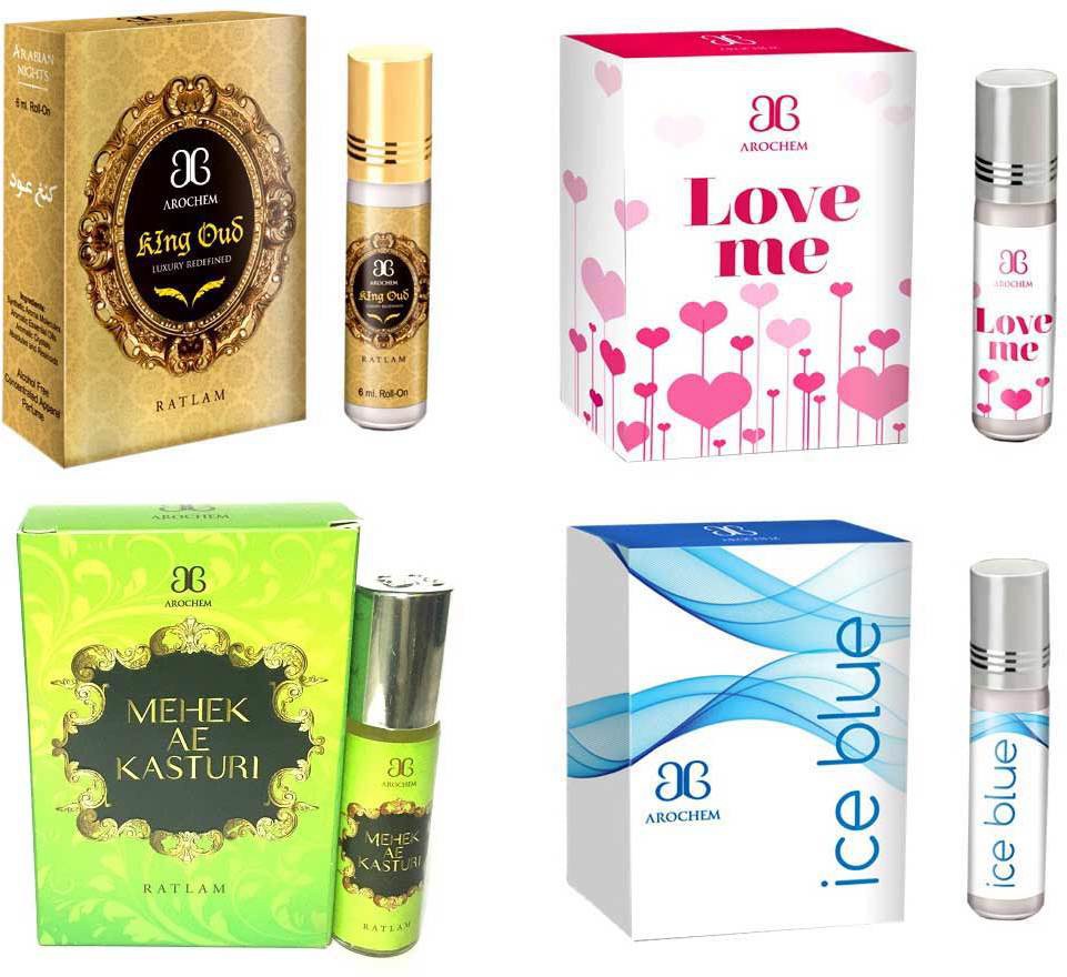 Arochem Love me Ice blue King oudh Mahek Ae Kasturi Combo Floral Attar(Sandalwood)