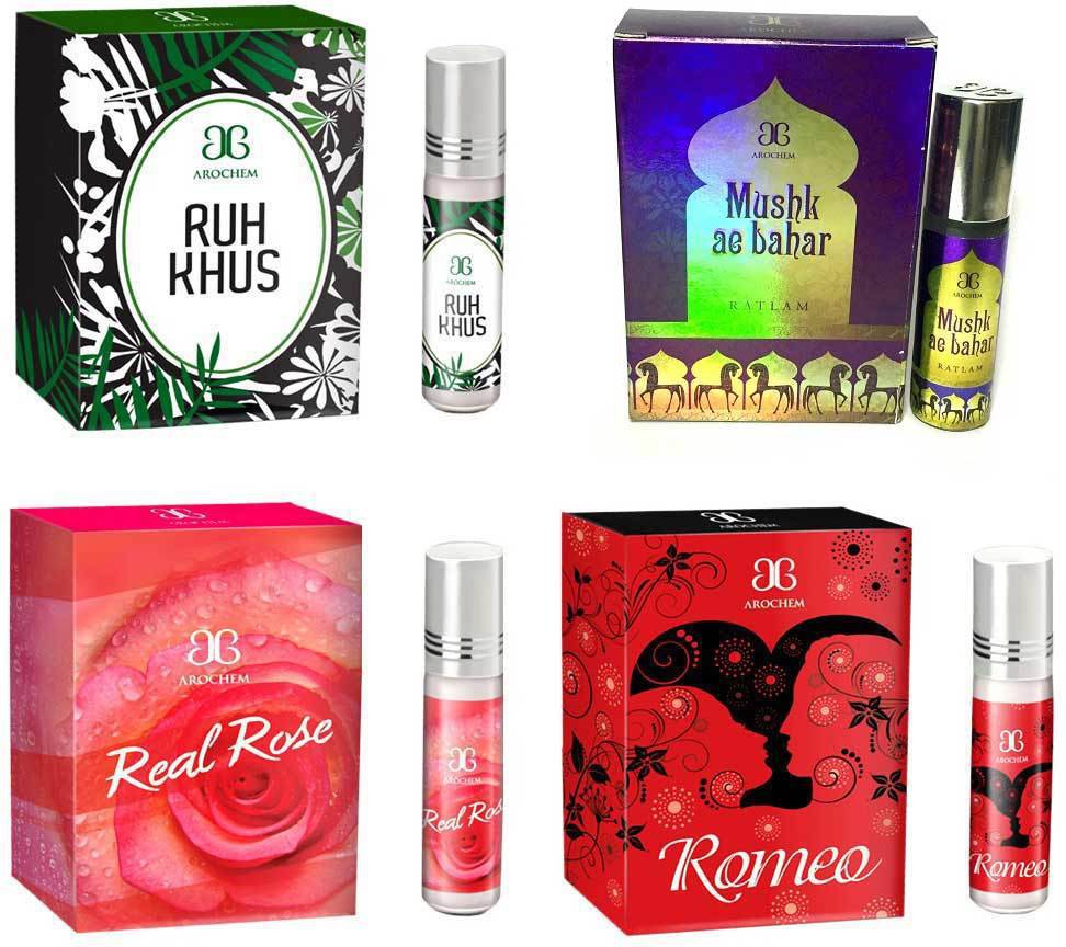 Arochem Romeo Ruh khus Real rose Mushk Ae Bahar Combo Floral Attar(Amber)