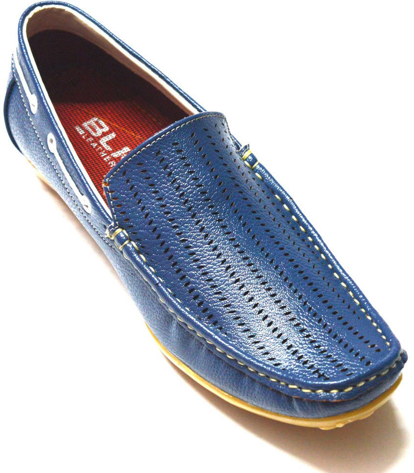 BLK LEATHER Loafers(Blue)