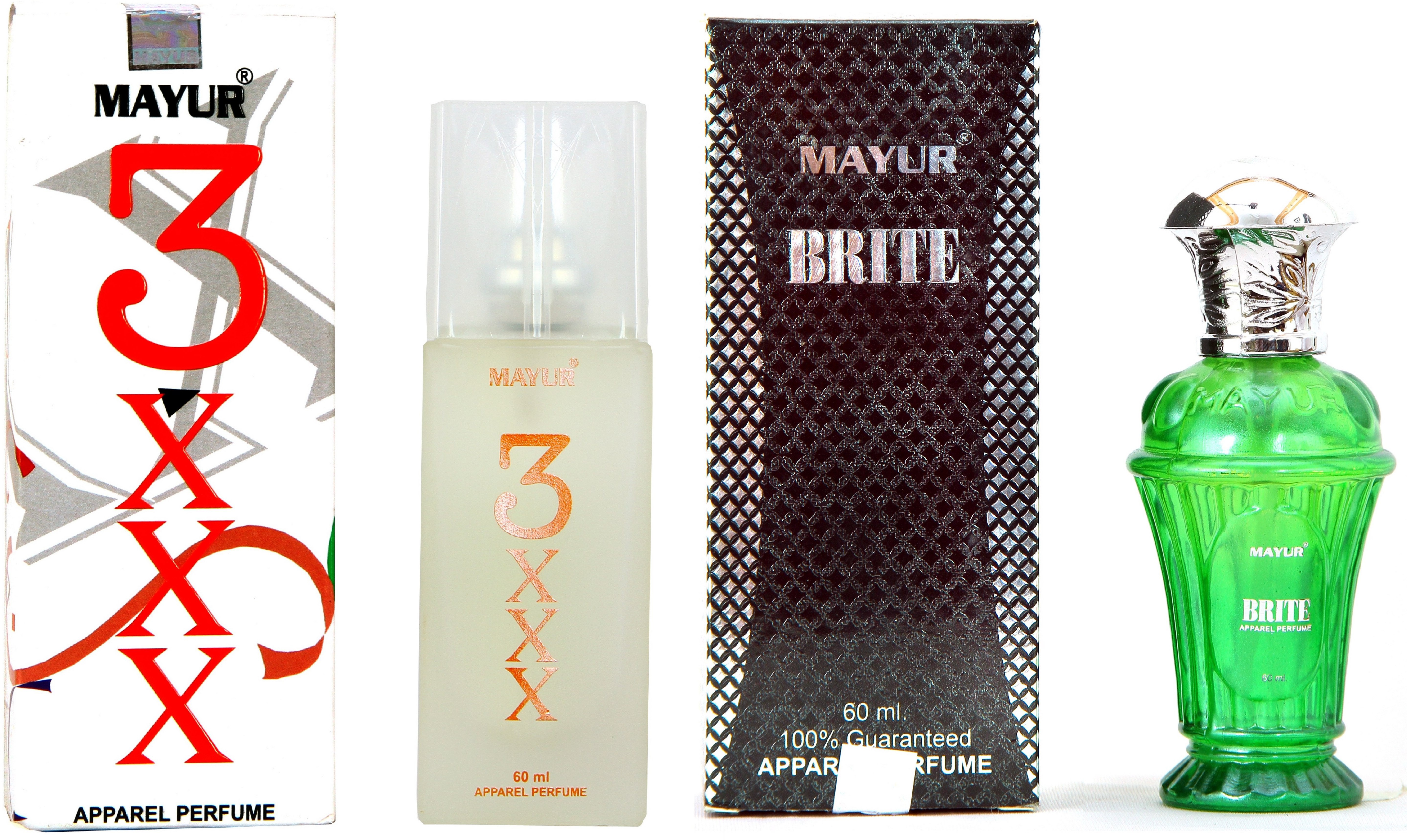 Mayur 3xxx and Brite (2pcs of 60ml) Eau de Parfum  -  120 ml(For Men)