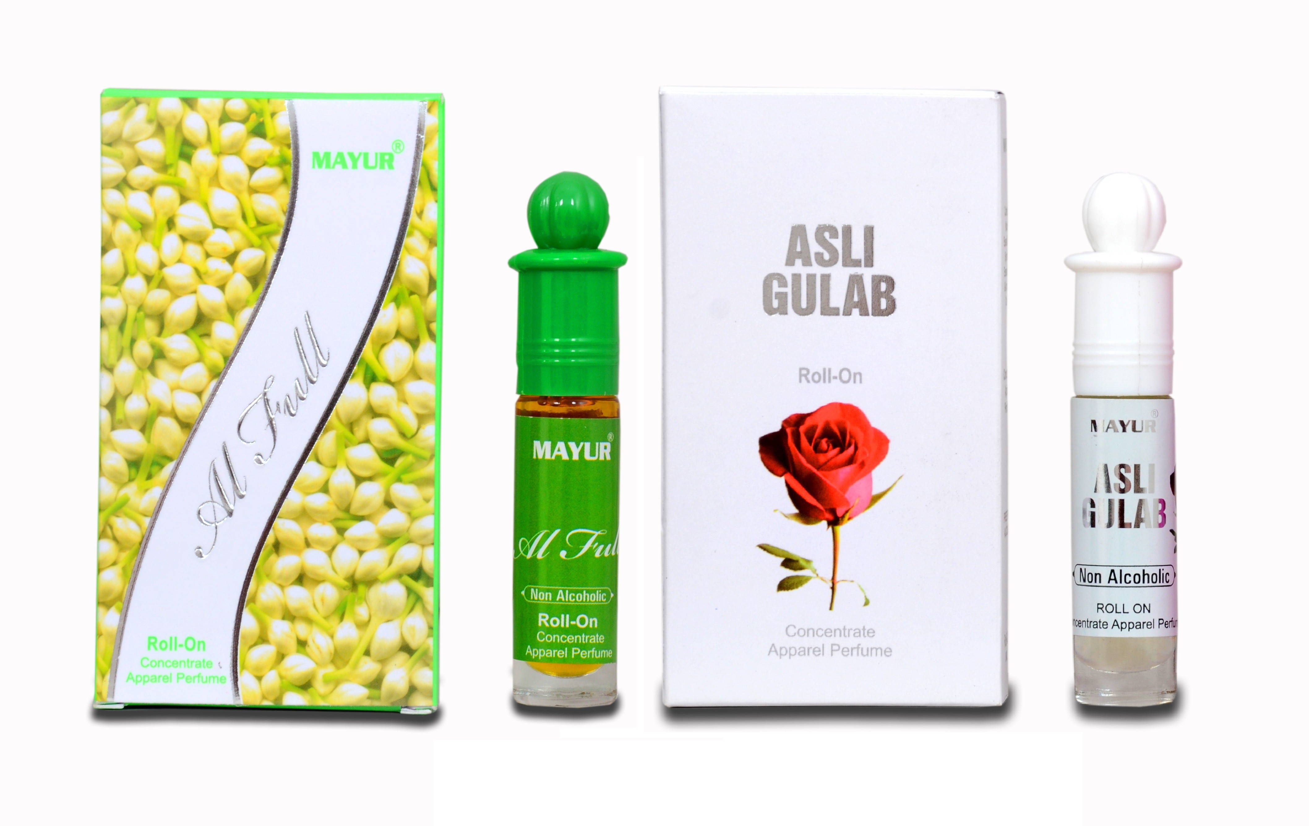 Mayur Asli Fulab and Al-Full (2pcs of 8 ml) Floral Attar(Rose)