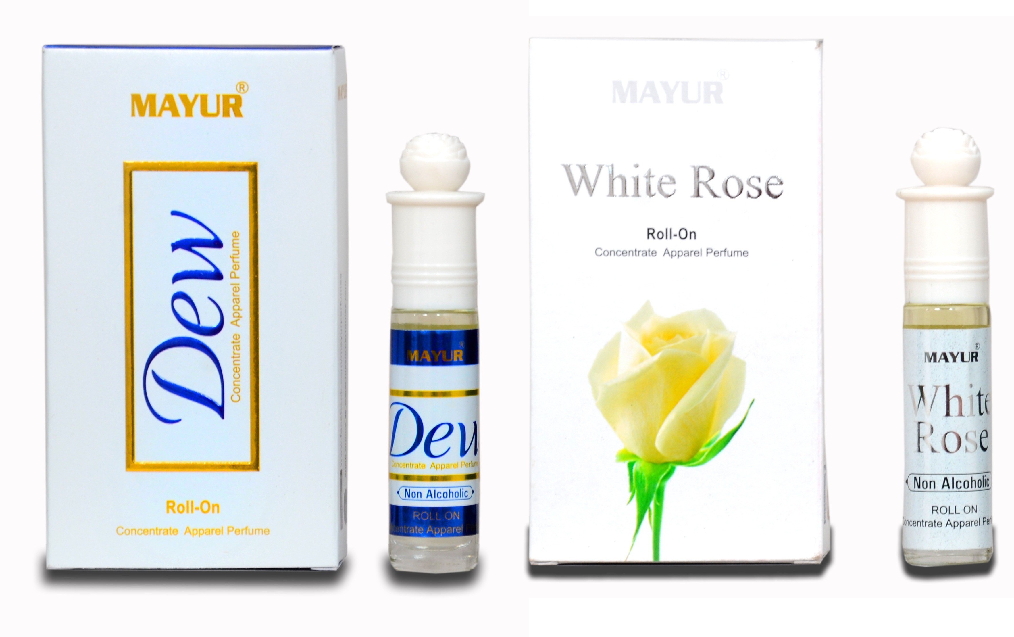 Mayur Dew & White Rose (2pcs of 8ml) Floral Attar(Rose)