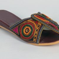 Panahi Brown Colour Synthetic Leather Women Ethnic Wear Slip On Jutis Party Wear(Brown)