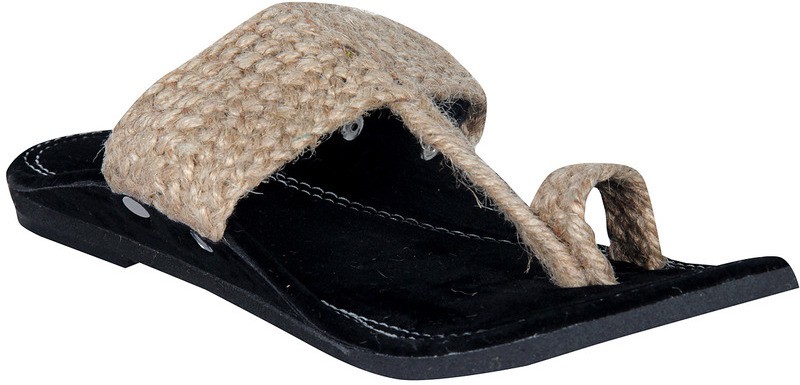 Panahi Brown Jute Velvet Slip On Kolhapuris Casuals