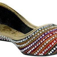 Panahi Multi-Coloured Synthetic Lehariya Slip On Jutis Casuals(Multicolor)