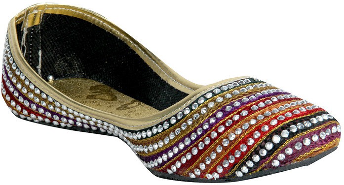 Panahi Multi-Coloured Synthetic Lehariya Slip On Jutis Casuals(Multicolor)