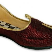 Panahi Red Colour Synthetic Leather Men Ethnic Wear Slip On Jutis Party Wear(Red)