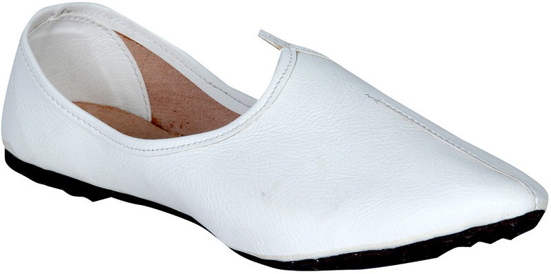 Panahi White Synthetic Leather Slip On Jutis Casuals