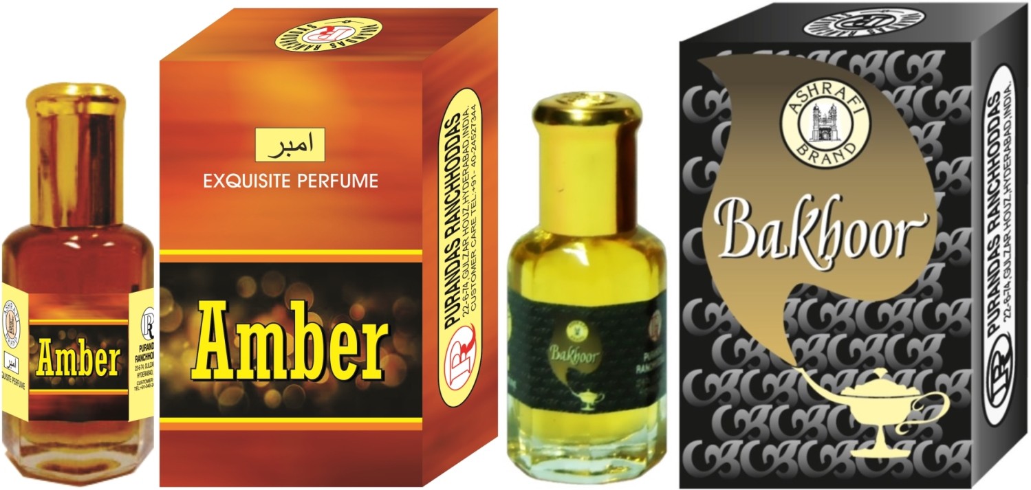 Purandas Ranchhoddas PRS Amber & Bakhoor Attar 6ml Each Herbal Attar(Islamic Bakhur)