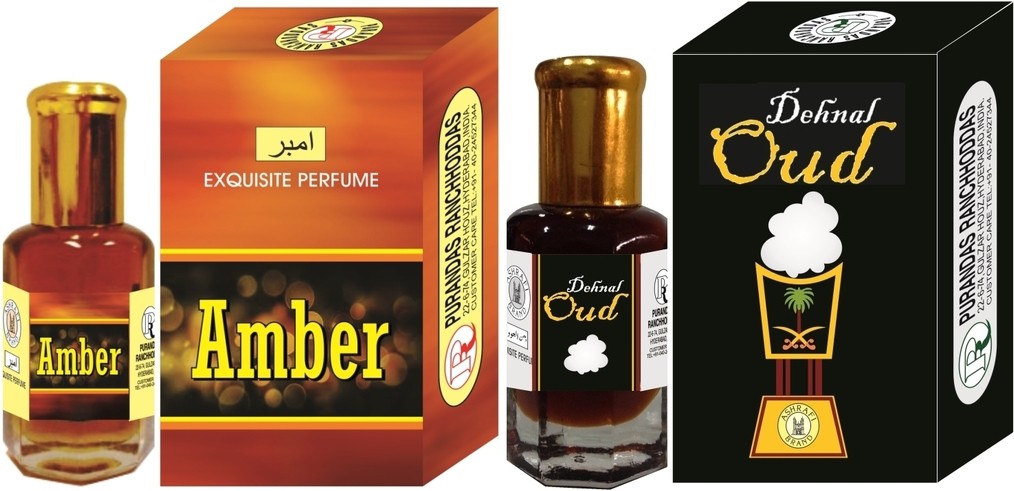 Purandas Ranchhoddas PRS Dehnal-Oud & Amber Attar 6ml Each Herbal Attar(Dehn el oud)