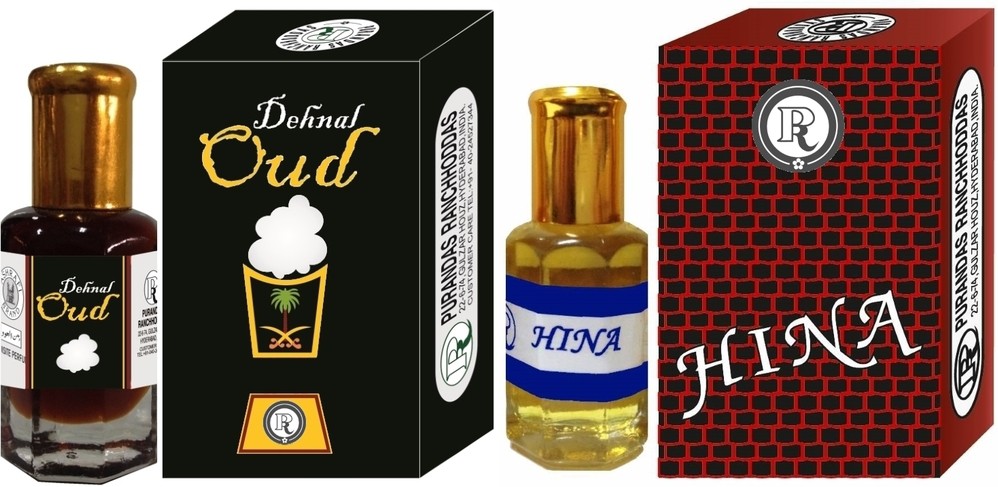 Purandas Ranchhoddas PRS Dehnal-Oud & Hina 6ml Each Herbal Attar(Dehn el oud)