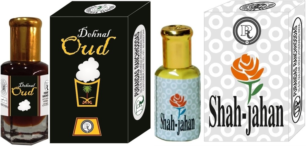 Purandas Ranchhoddas PRS Dehnal-Oud & Shah-Jahan 6ml Each Herbal Attar(Dehn el oud)