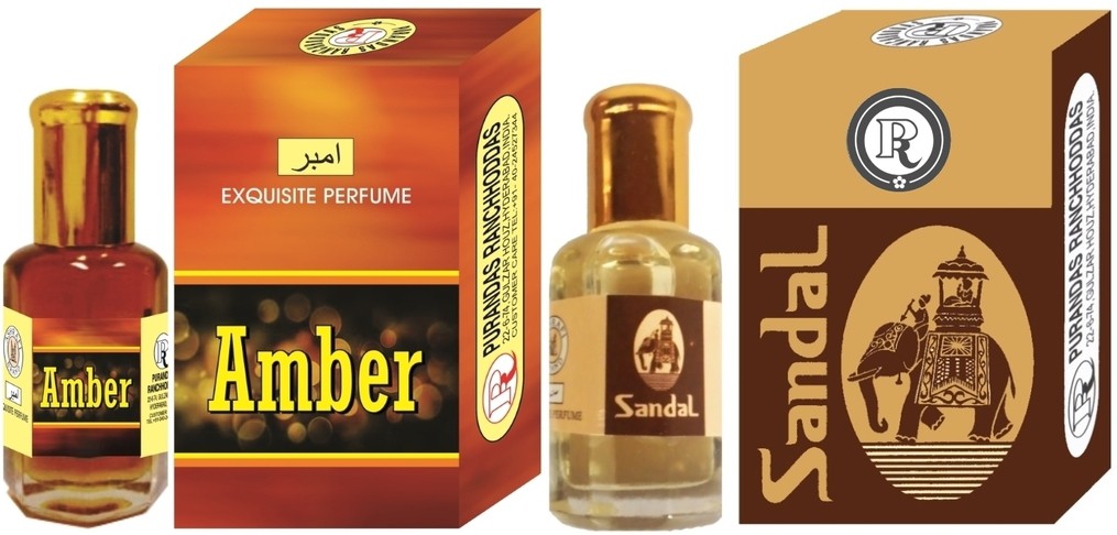 Purandas Ranchhoddas PRS Sandal & Amber 6ml Each Herbal Attar(Amber)