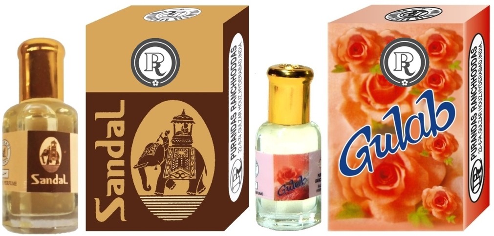 Purandas Ranchhoddas PRS Sandal & Gulab 12ml Each Floral Attar(Floral)